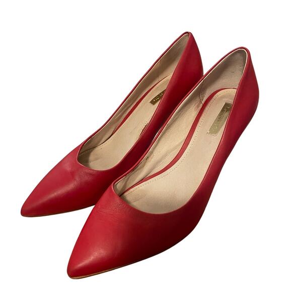 Anthropologie 9.5 Louise et Cie Hanabeth Vespa Red Leather Pointed Toe Pumps - Picture 6 of 7